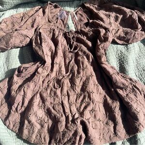 Free People Bop Around Romper Coffee Brown Cottagecore Size Small New